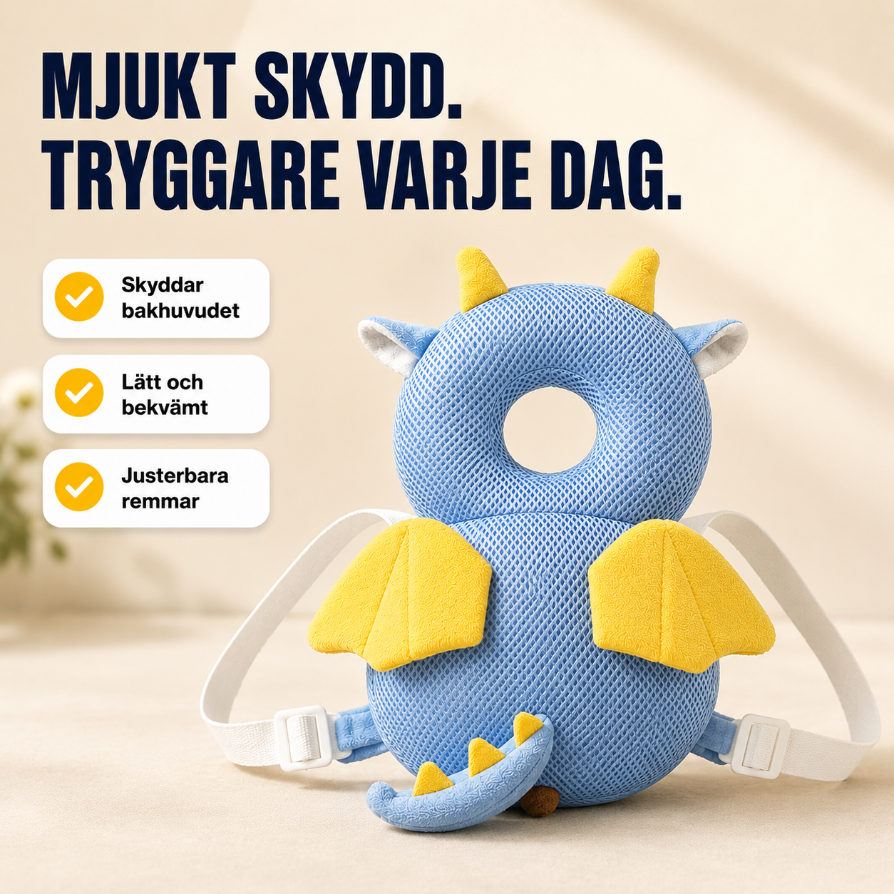 Mjukt huvudskydd för småbarn
