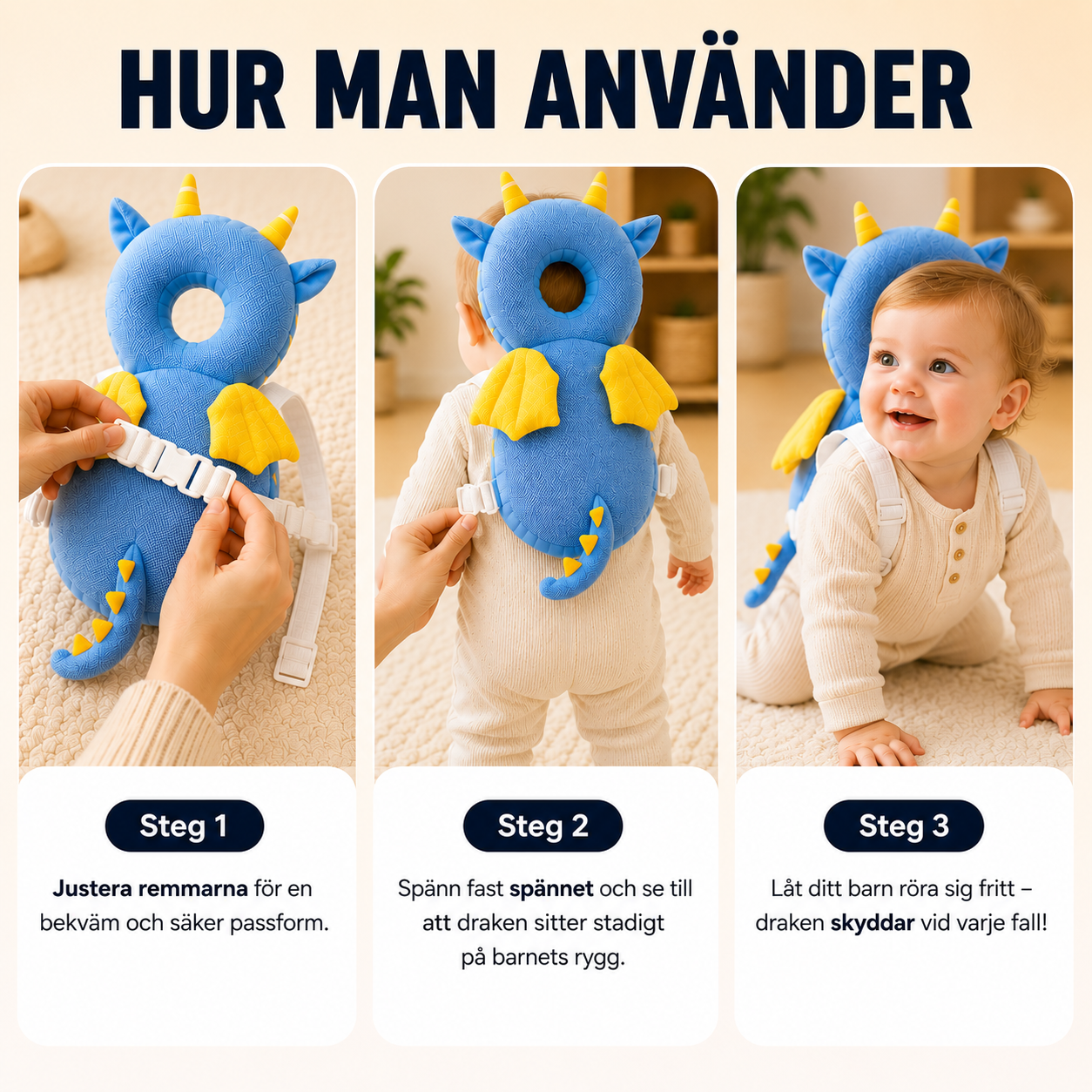 Mjukt huvudskydd för småbarn