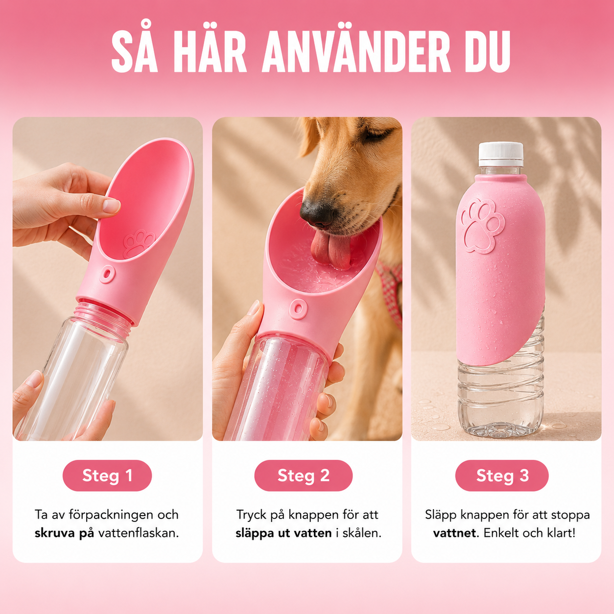 Drickskål som passar alla PET-flaskor